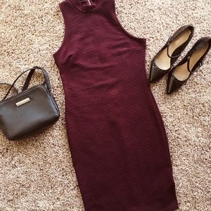 Charlotte Russe Ribbed Dress | Burgundy | Medium